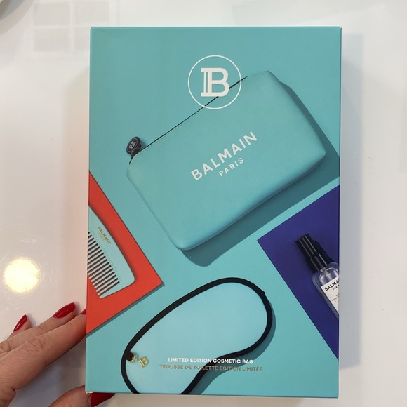 008 BALMAIN PARIS LIMITED EDITION Turquoise Cosmetic Bag BALMAINHAIR NEW - Picture 4 of 5